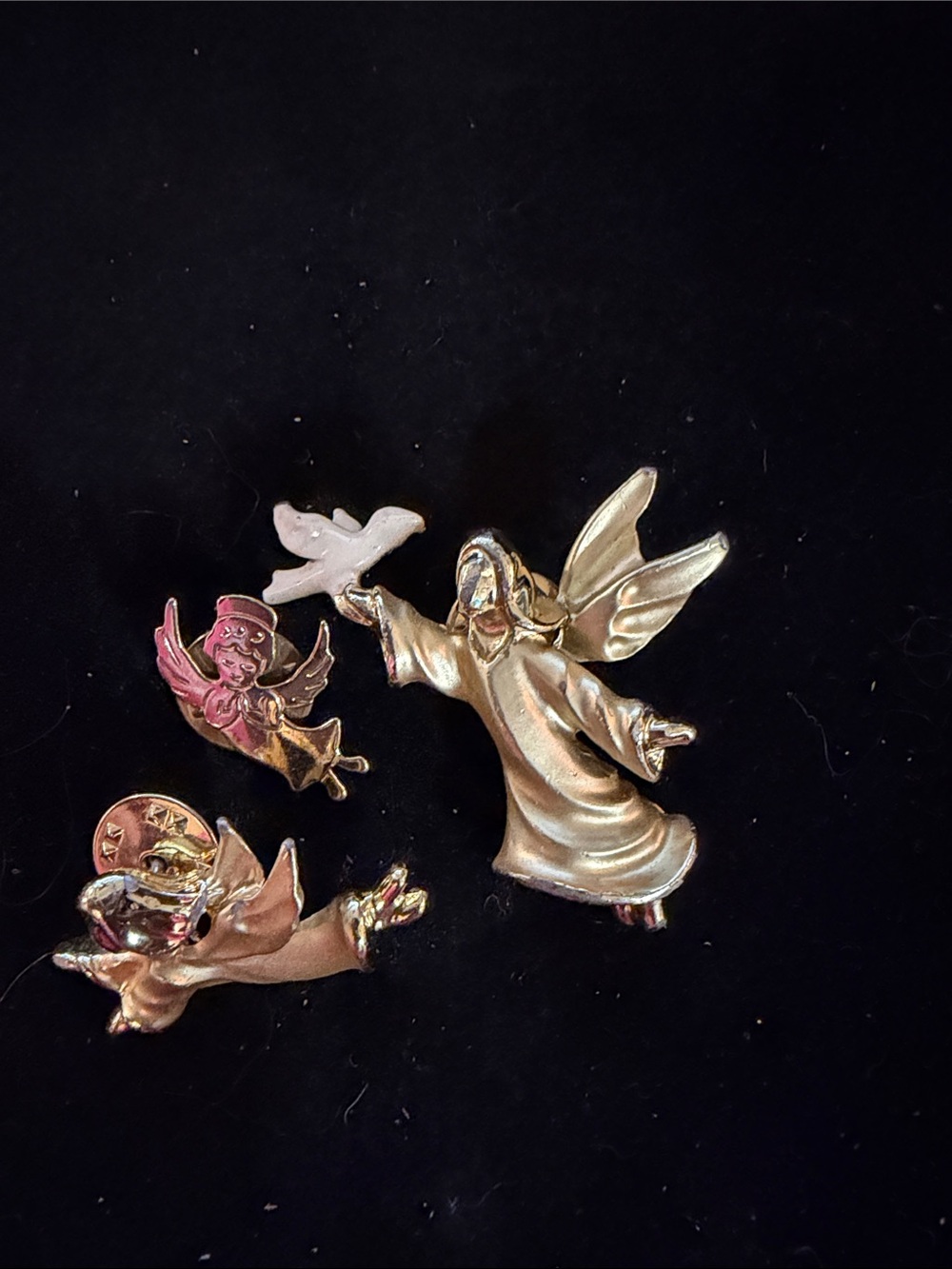 Gigi Giusk Set of 3-Gold Tone Angel Pin Set - Decorative Brooches
